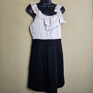 BCBGMaxAzria Silk Polka Dot Ruffled Dress